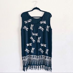 Vintage Black White Hawaiian Dress OS